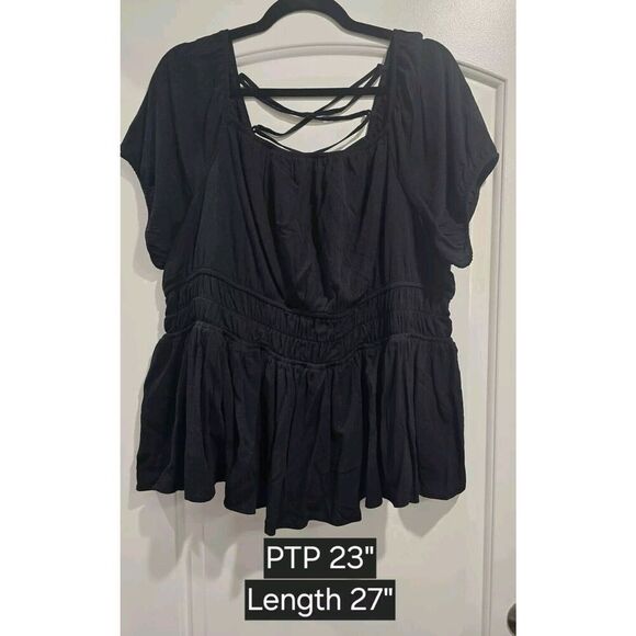 TORRID NWT Black Washable Crinkle Gauze Criss Cross Back Lace Up Top Size 2 (2X) - Picture 3 of 8